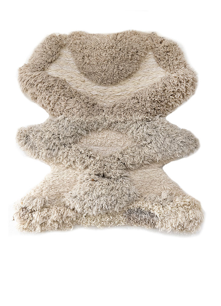  ivory wool and bamboo silk Hand Knotted Rug