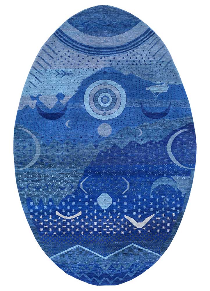 brahmaand blue wool Hand Knotted Rug - HeadShot brahmaand blue wool Hand Knotted Rug - HeadShot