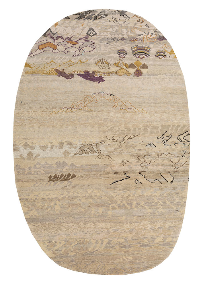 manchaha ivory wool and silk Hand Knotted Rug - HeadShot manchaha ivory wool and silk Hand Knotted Rug - HeadShot