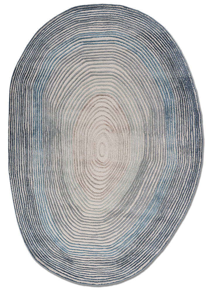  ivory wool and viscose Hand Tufted Rug