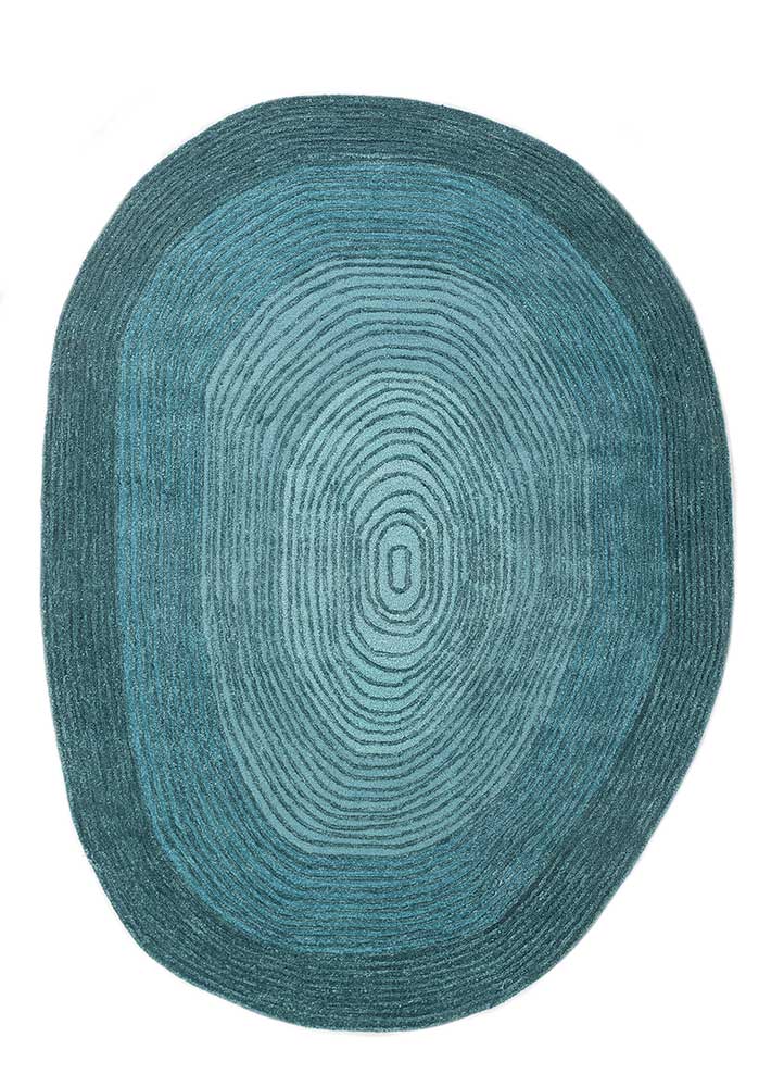 pathways blue wool and viscose Hand Tufted Rug - HeadShot