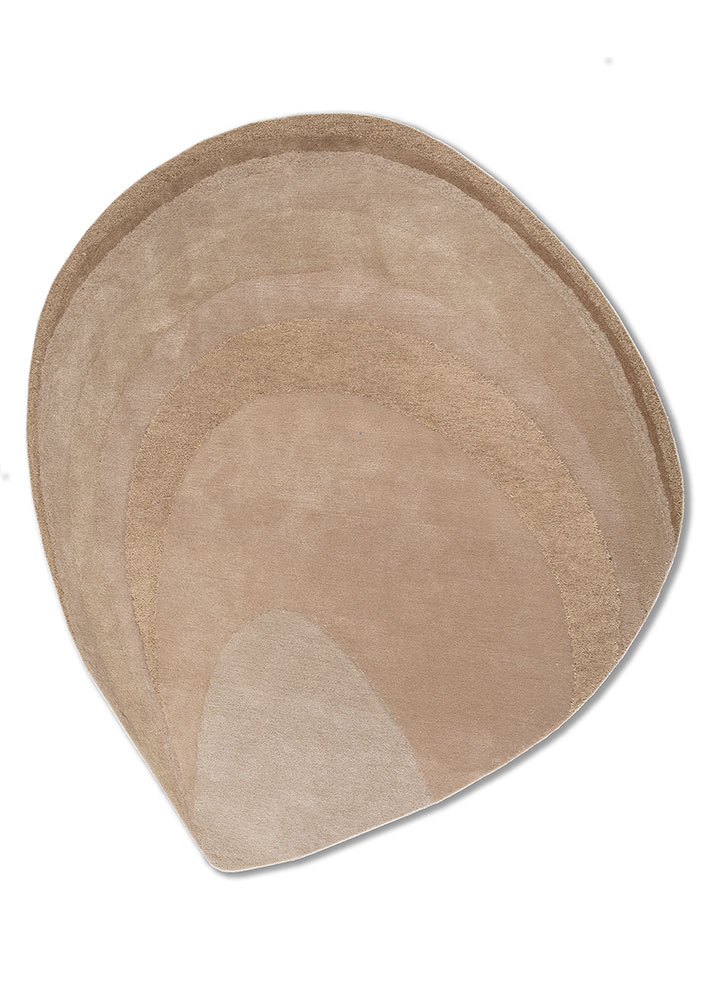  beige and brown wool and viscose Hand Tufted Rug