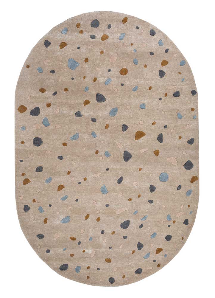 confetti beige and brown wool and viscose Hand Tufted Rug - HeadShot