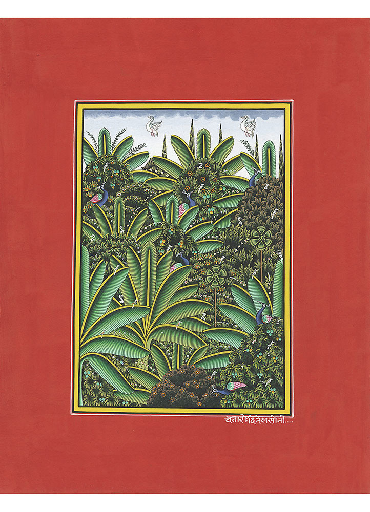 Whispers of Mansoon Greens vibrant natural pigment colors on handmade sheet Art Work Rug