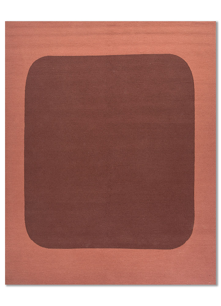 sthir red and orange wool Hand Knotted Rug - HeadShot