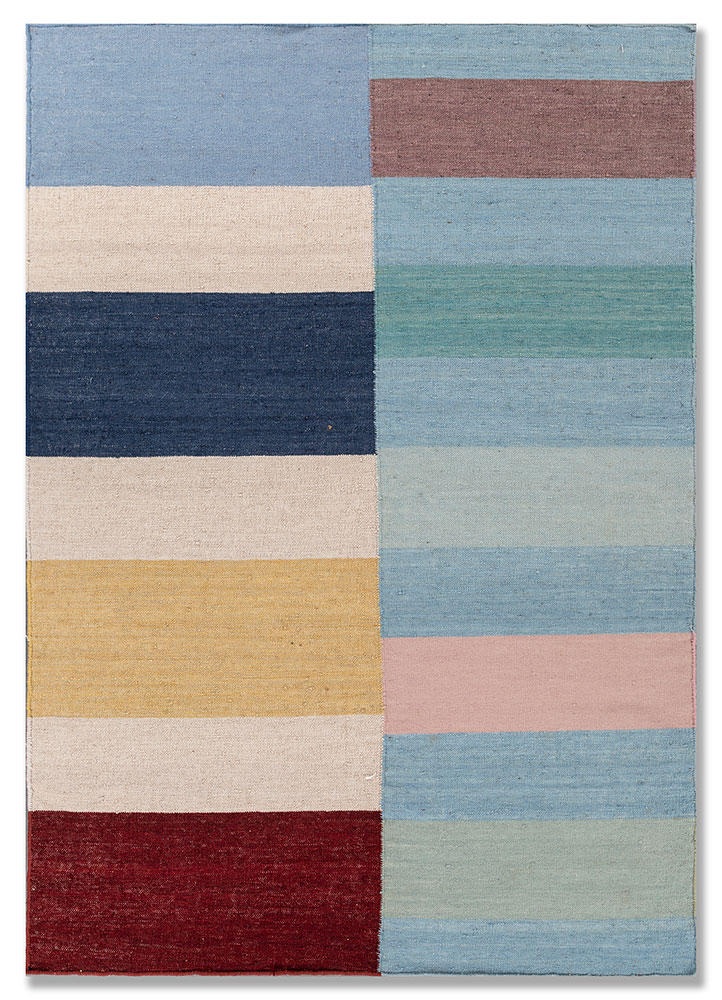 checkers ivory wool Flat Weaves Rug - HeadShot