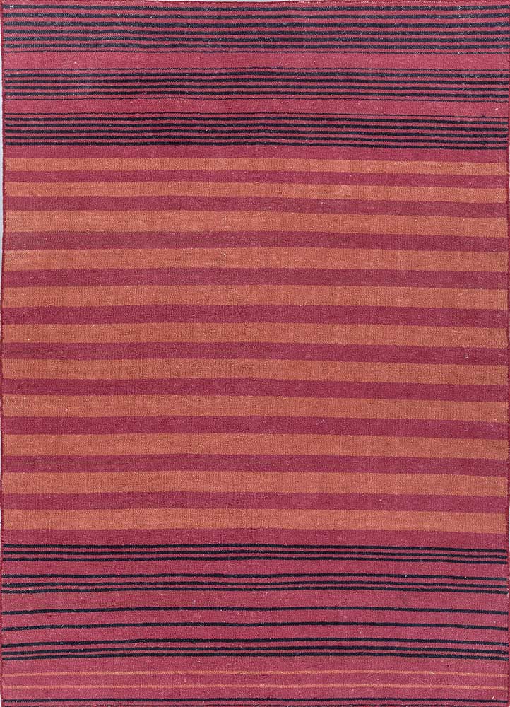 indusbar red and orange wool Flat Weaves Rug - HeadShot