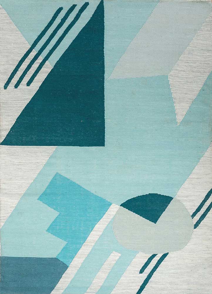 orenda blue wool Flat Weaves Rug - HeadShot