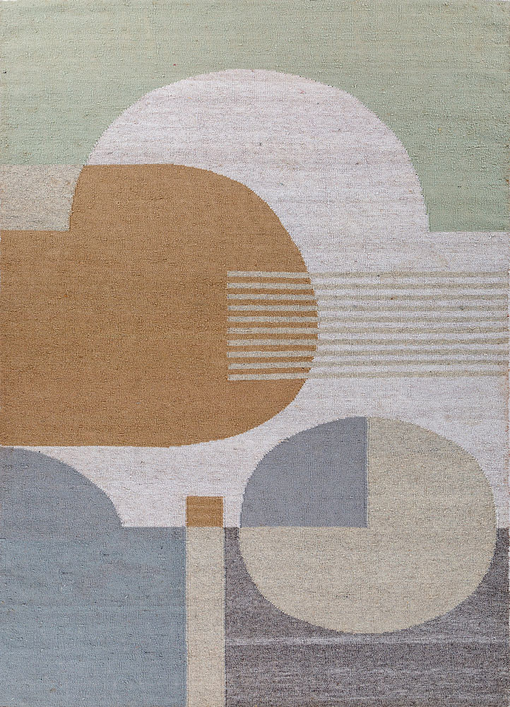  green wool Flat Weaves Rug