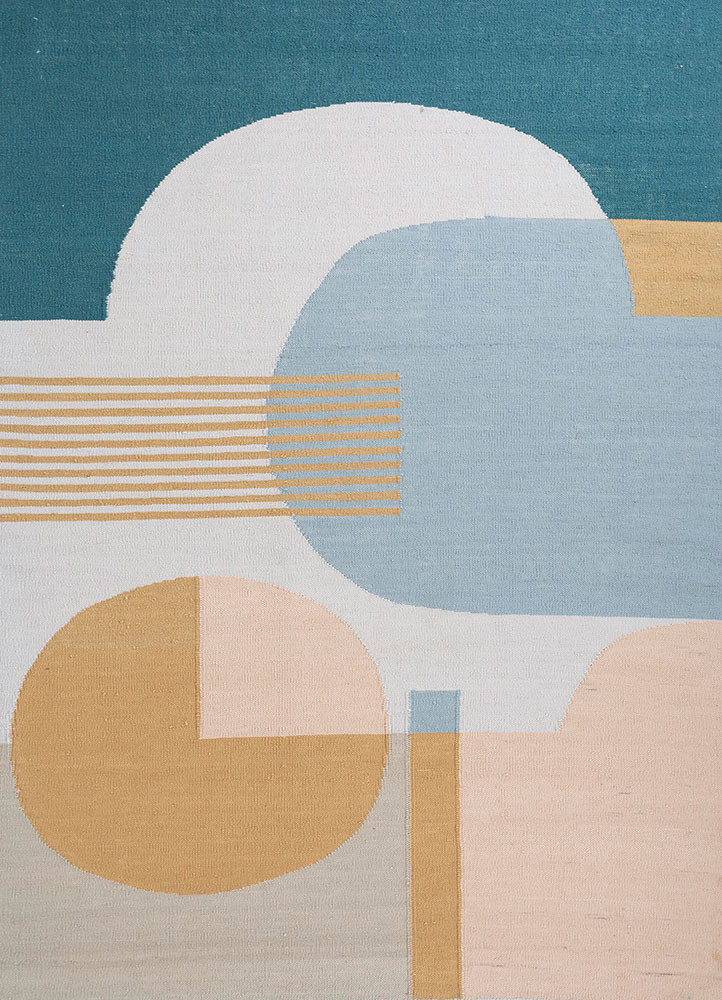  blue wool Flat Weaves Rug