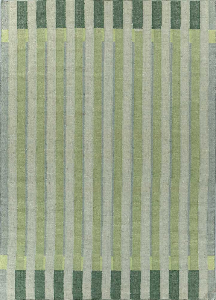  green wool Flat Weaves Rug