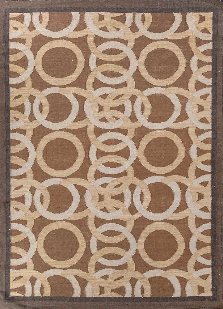  beige and brown wool Flat Weaves Rug