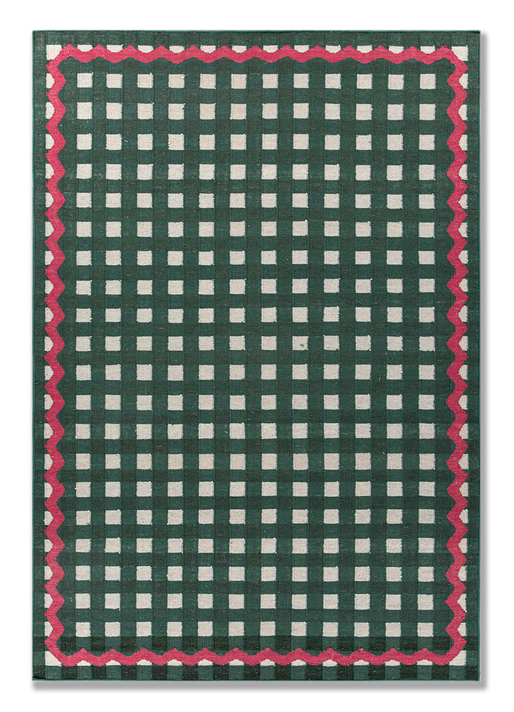  green wool Flat Weaves Rug