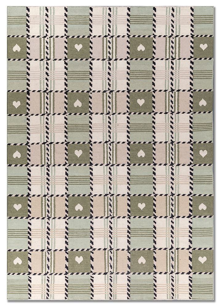  green wool Flat Weaves Rug