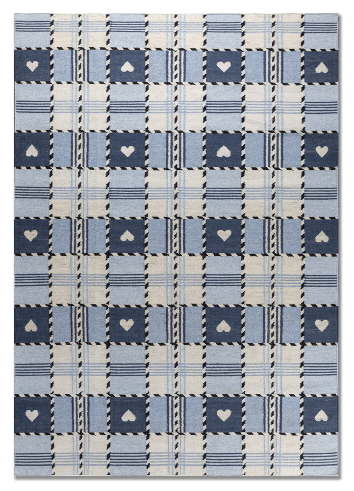  blue wool Flat Weaves Rug