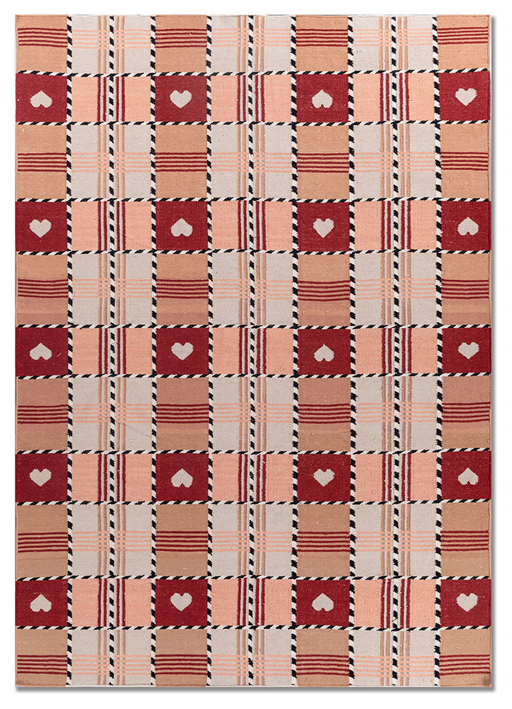  red and orange wool Flat Weaves Rug