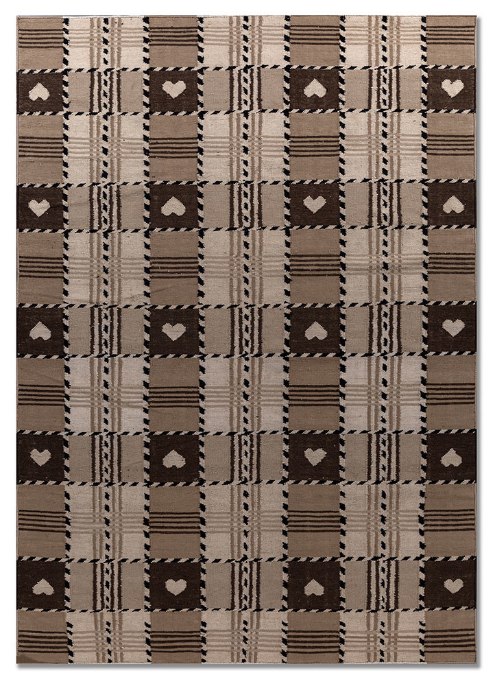  beige and brown wool Flat Weaves Rug