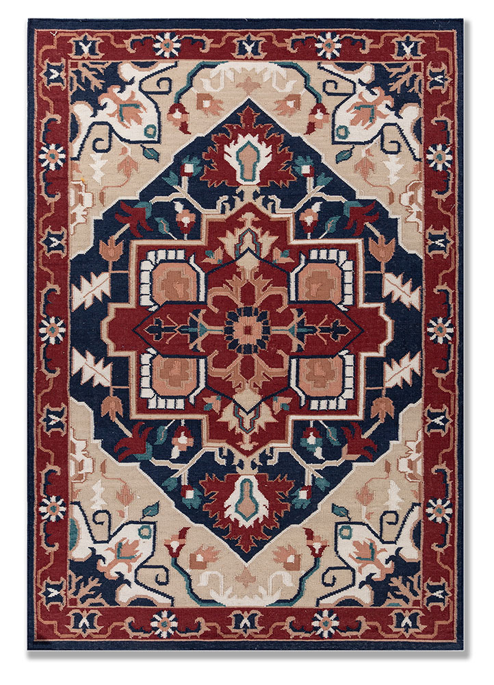 bedouin blue wool Flat Weaves Rug - HeadShot