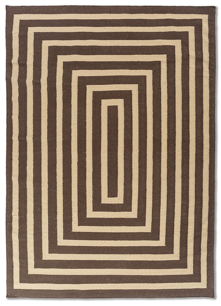 alhambra beige and brown wool Flat Weaves Rug - HeadShot