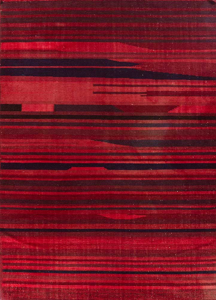  red and orange wool and viscose Flat Weaves Rug