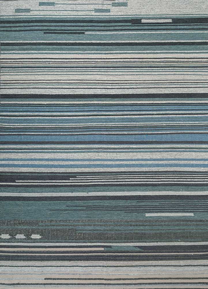 indusbar blue wool Flat Weaves Rug - HeadShot