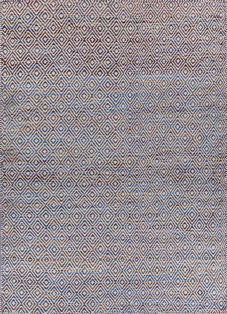  blue wool and viscose Flat Weaves Rug