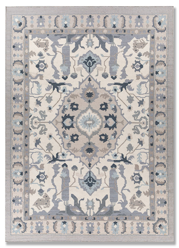  ivory wool and viscose Flat Weaves Rug