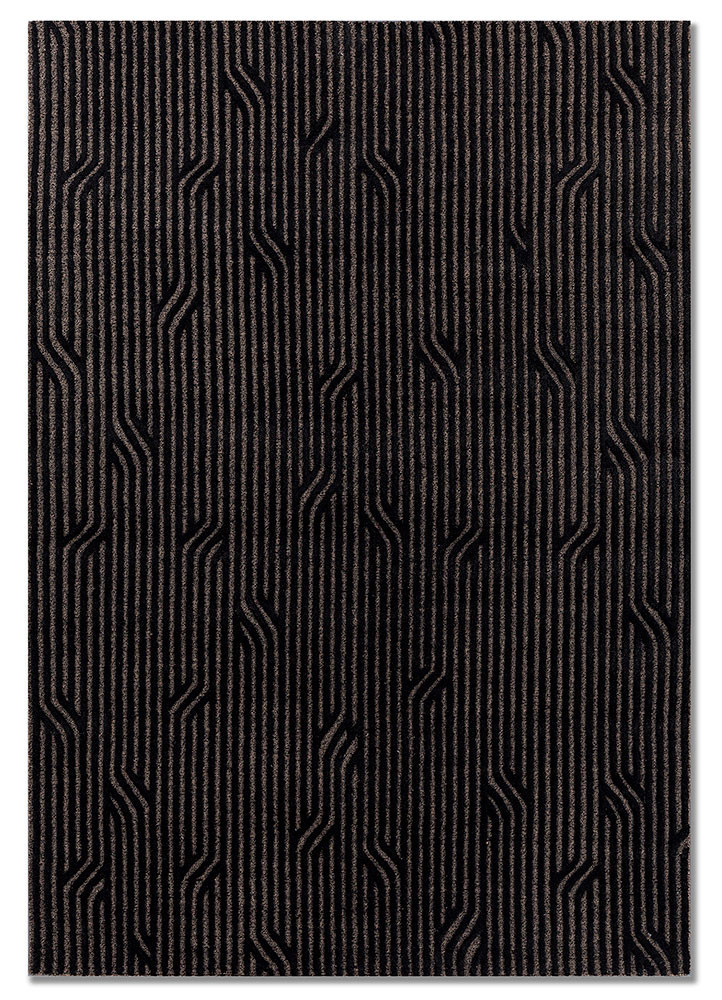  grey and black acrylic Hand Knotted Rug
