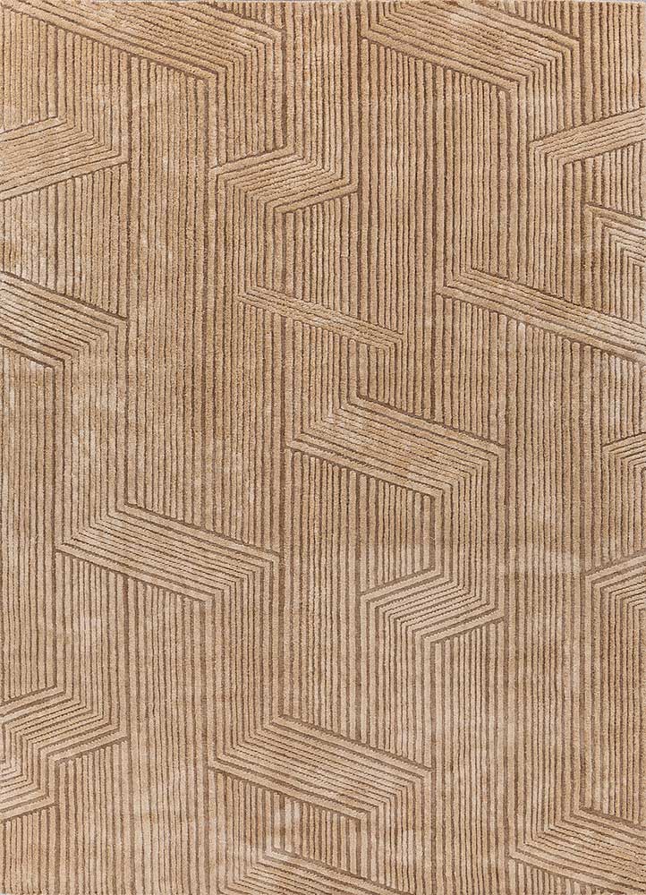 aprezo beige and brown cotton Hand Knotted Rug - HeadShot