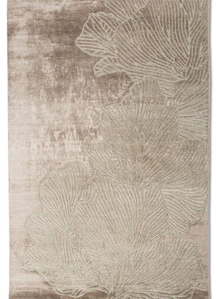  beige and brown bamboo silk and zari Hand Knotted Rug