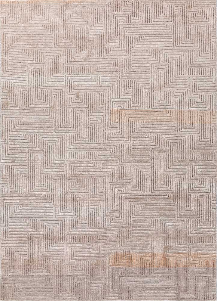  beige and brown wool and bamboo silk Hand Knotted Rug