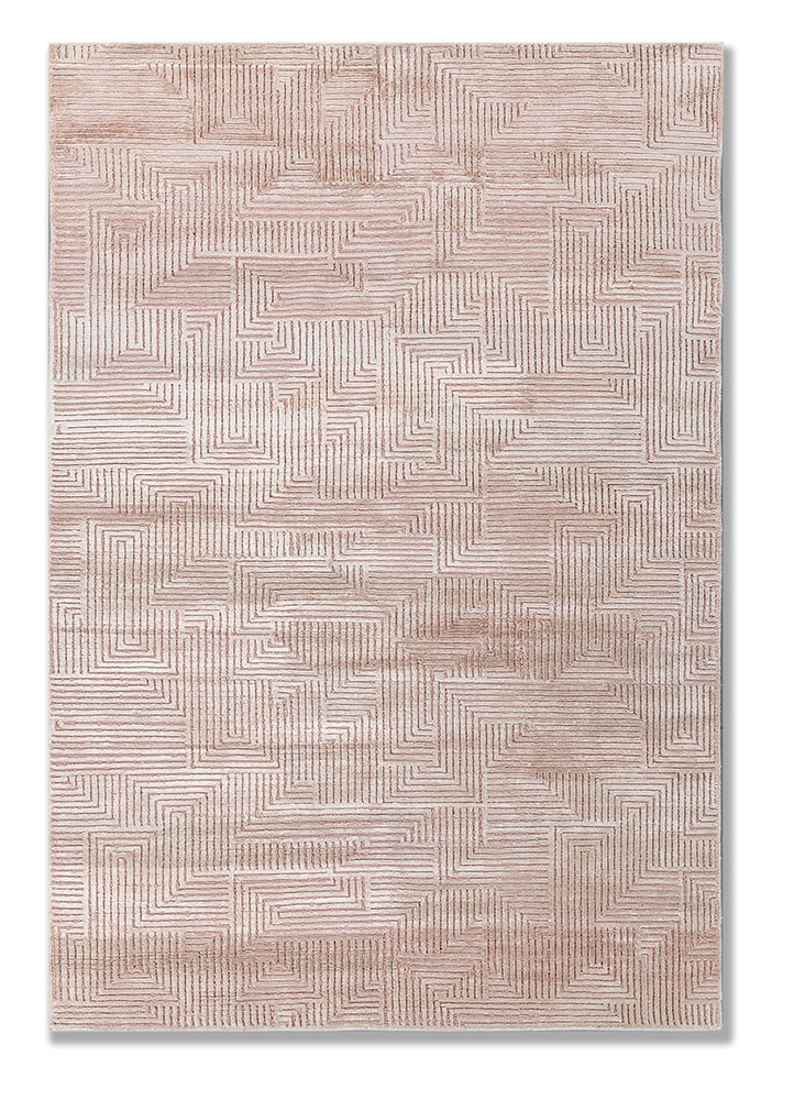  beige and brown wool and bamboo silk Hand Knotted Rug