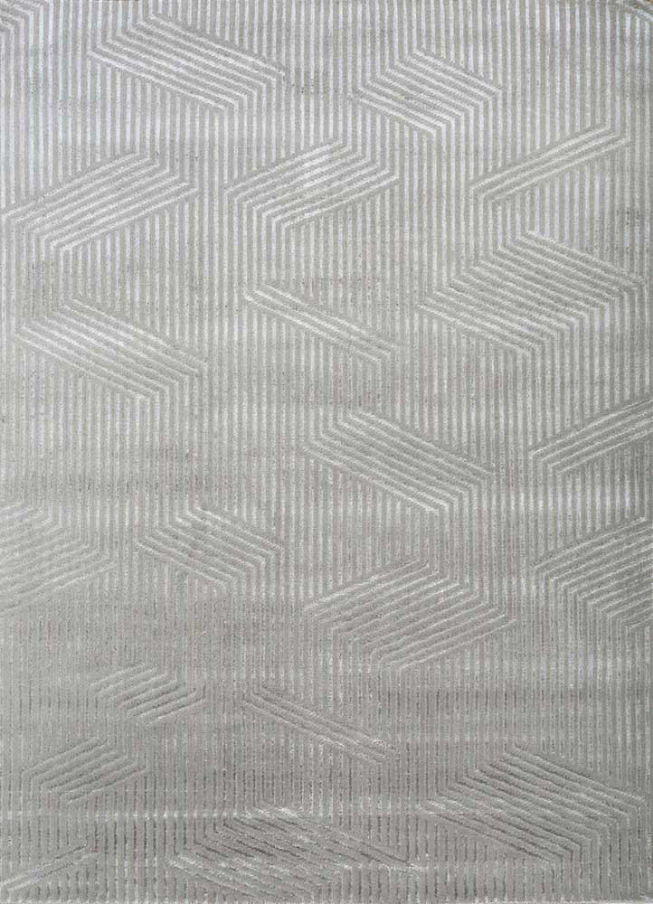 clan grey and black wool and bamboo silk Hand Knotted Rug - HeadShot