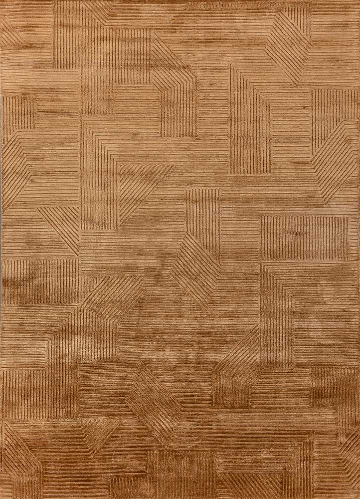  gold wool and bamboo silk Hand Knotted Rug