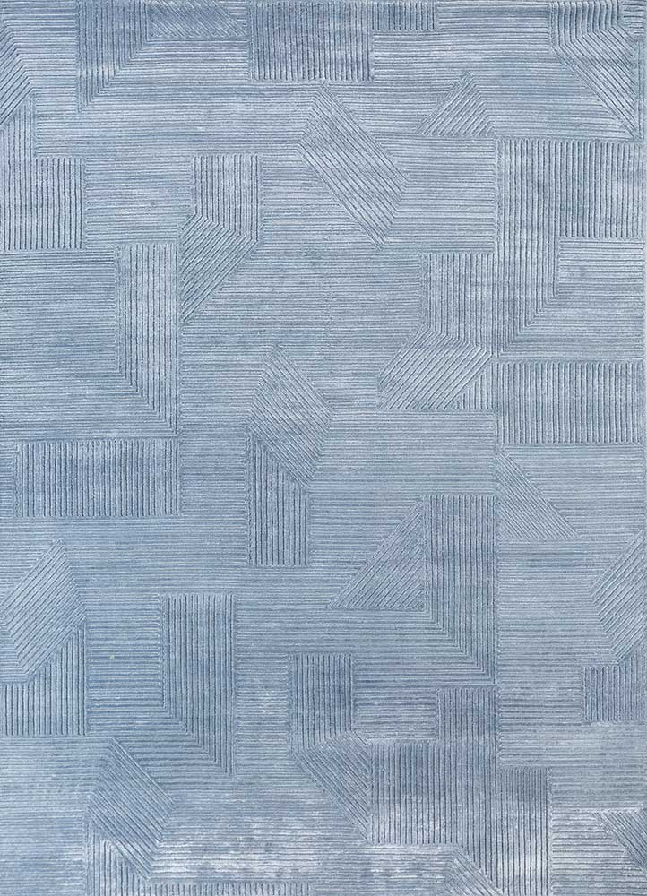  blue wool and bamboo silk Hand Knotted Rug