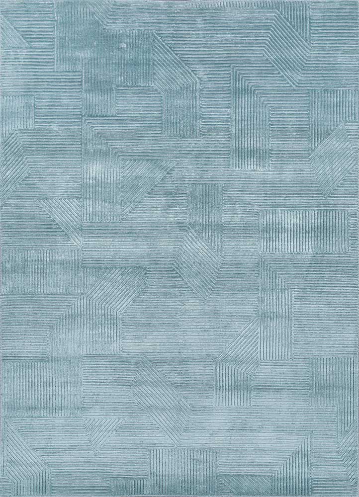  blue wool and bamboo silk Hand Knotted Rug