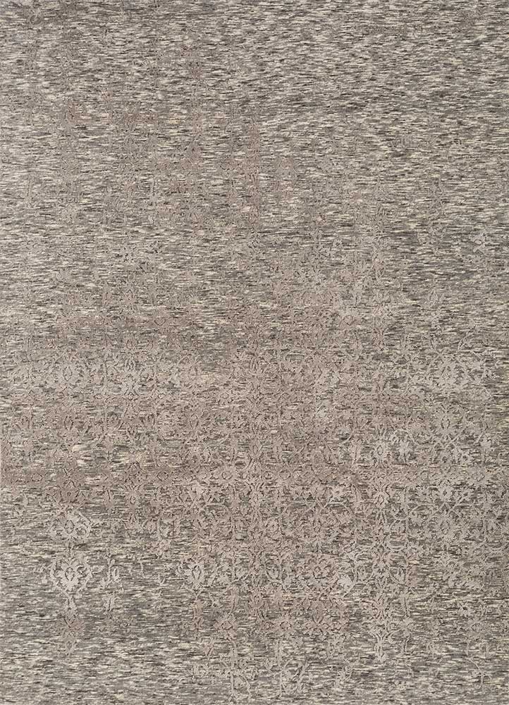 far east beige and brown wool and bamboo silk Hand Knotted Rug - HeadShot