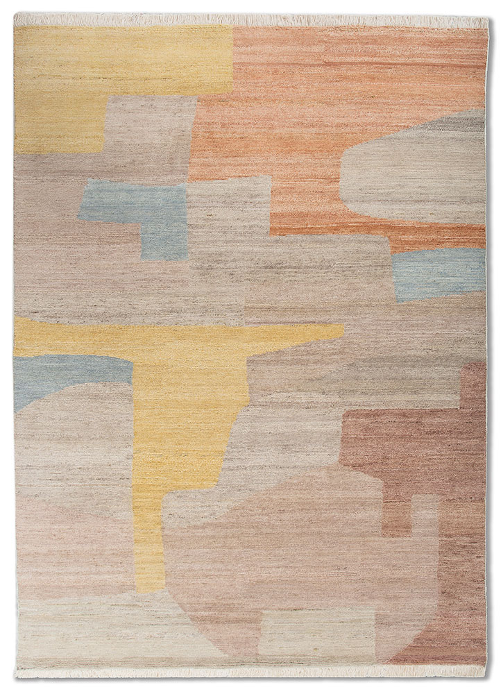 blythe beige and brown wool Hand Knotted Rug - HeadShot