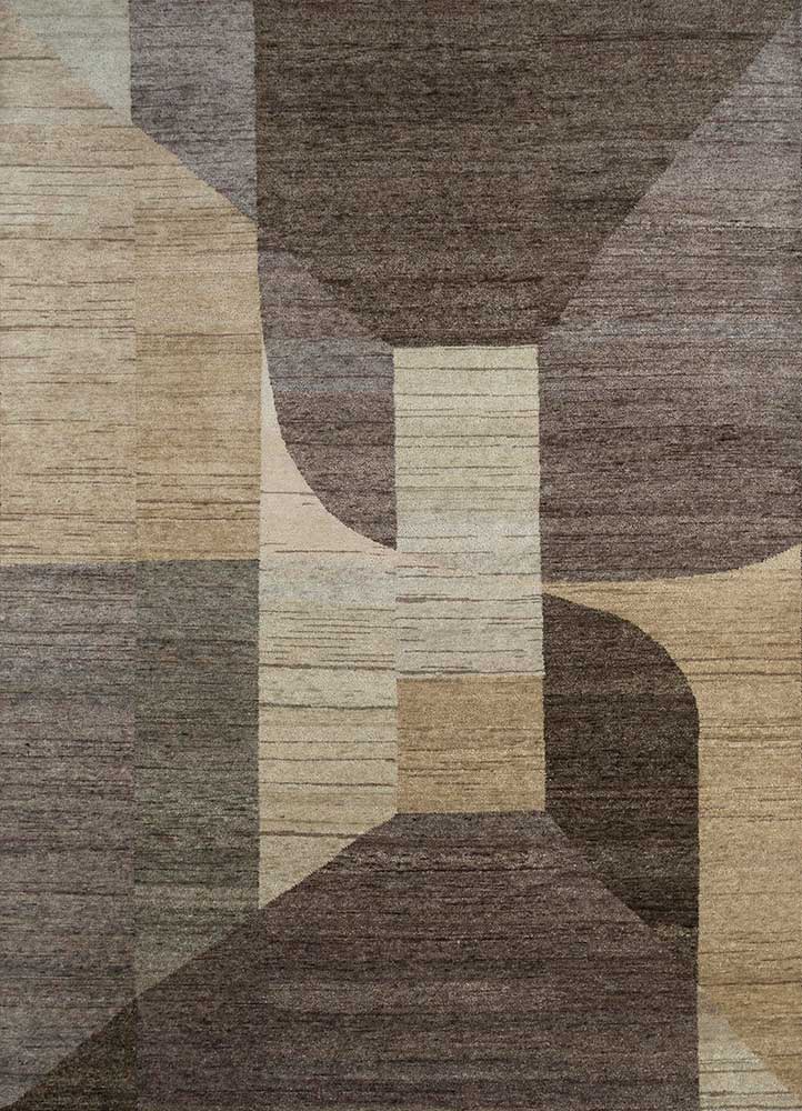 clan beige and brown wool Hand Knotted Rug - HeadShot