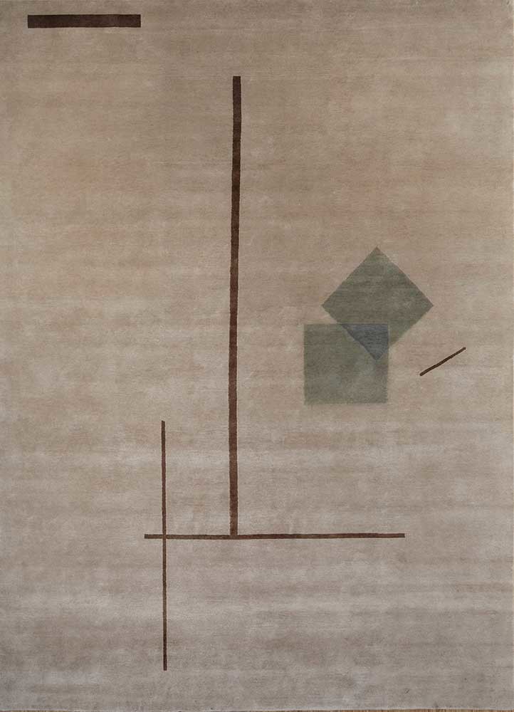 sthir beige and brown wool Hand Knotted Rug - HeadShot sthir beige and brown wool Hand Knotted Rug - HeadShot