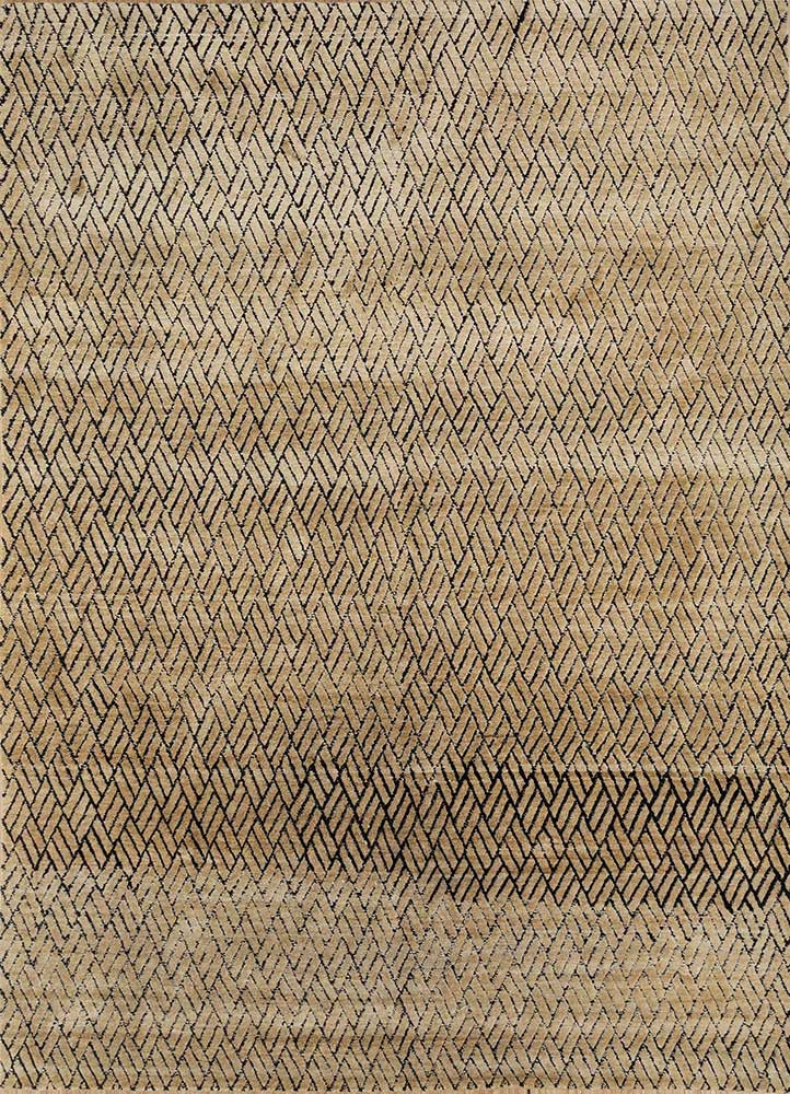  gold wool and silk Hand Knotted Rug