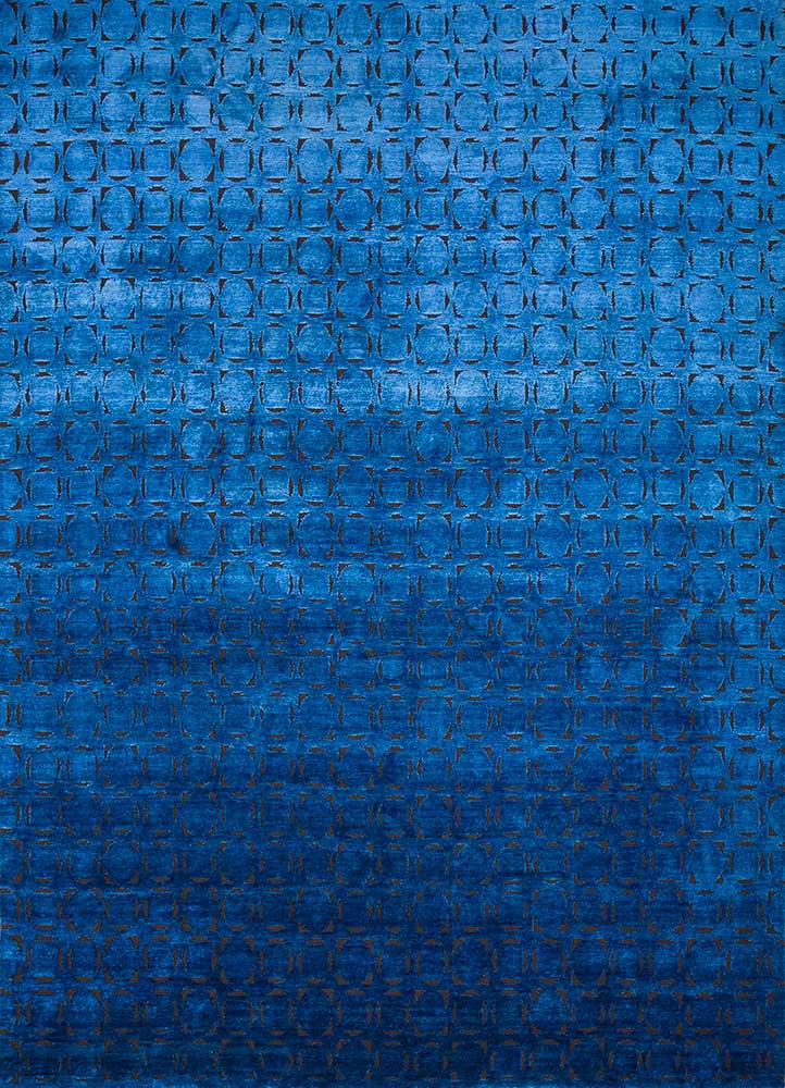 azalea blue wool and silk Hand Knotted Rug - HeadShot azalea blue wool and silk Hand Knotted Rug - HeadShot