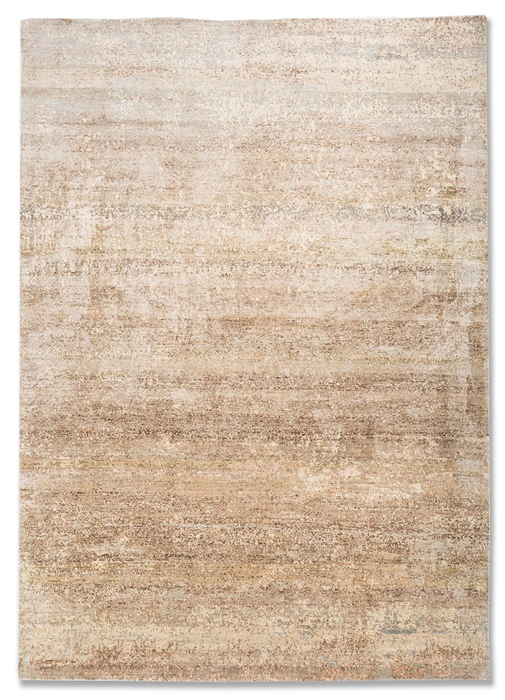 entropy ivory silk Hand Knotted Rug - HeadShot