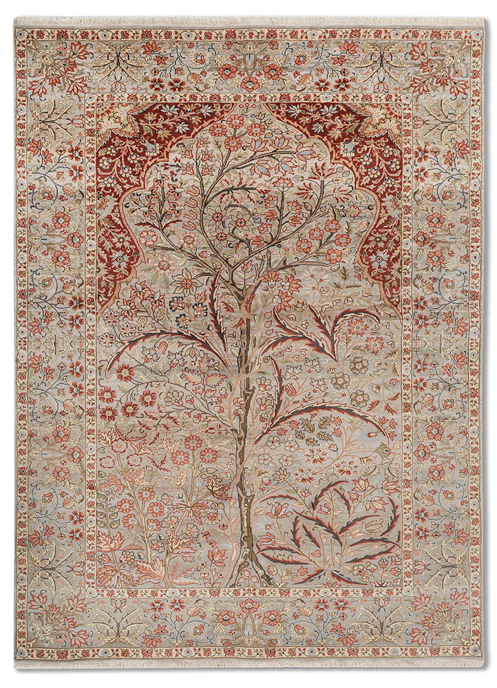  ivory silk Hand Knotted Rug
