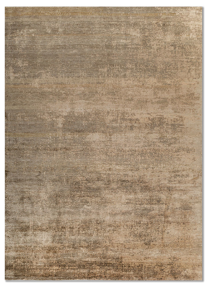  beige and brown silk Hand Knotted Rug