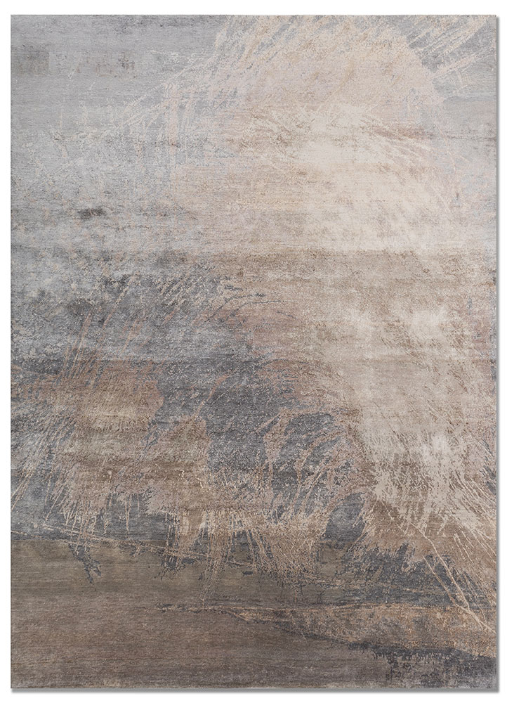 entropy blue silk Hand Knotted Rug - HeadShot