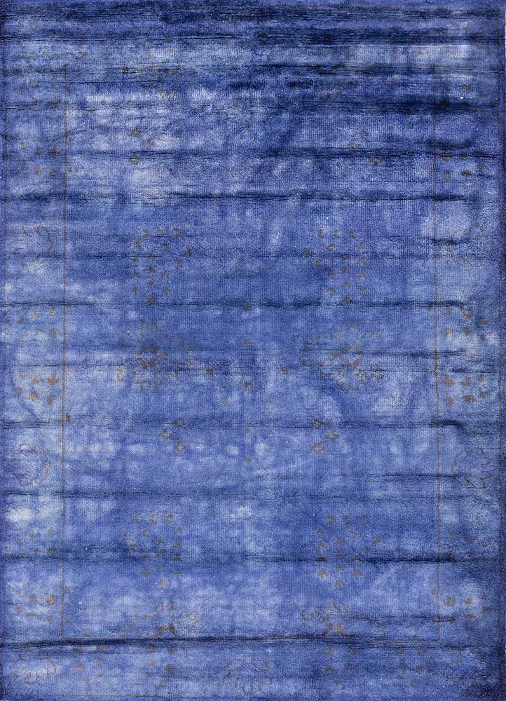 lacuna blue viscose Hand Knotted Rug - HeadShot