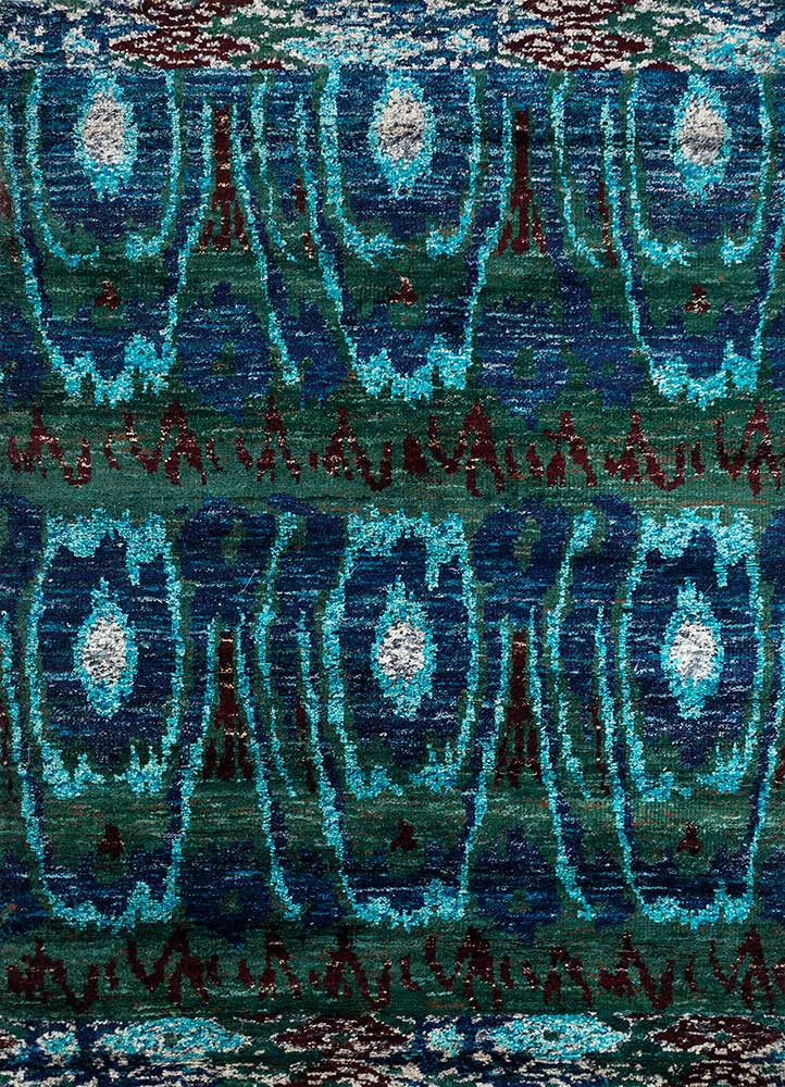  blue viscose Hand Knotted Rug