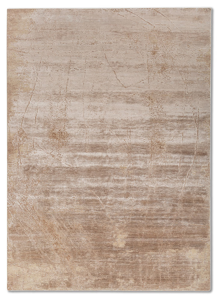  ivory wool and bamboo silk Hand Knotted Rug