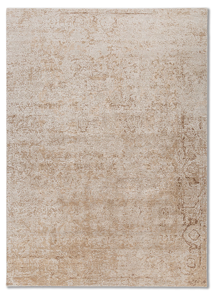 far east ivory wool and bamboo silk Hand Knotted Rug - HeadShot